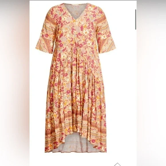 Women’s Valerie Border Dress - yellow floral (plus 18/20) - Picture 1 of 4